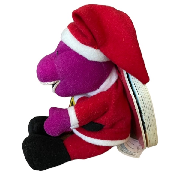 Vintage 1999 Barney as Santa Claus with We Wish You A Merry Christmas Board Book - Picture 2 of 13